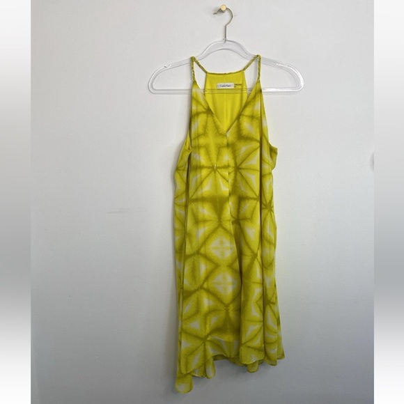 Calvin Klein Women's Dress Size 6 Yellow Gray Sleeveless Shift V-Neck Strap - Picture 1 of 11